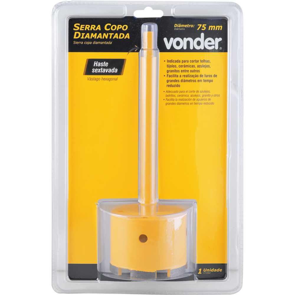 Serra Copo  75mm Diamantada Haste Vonder