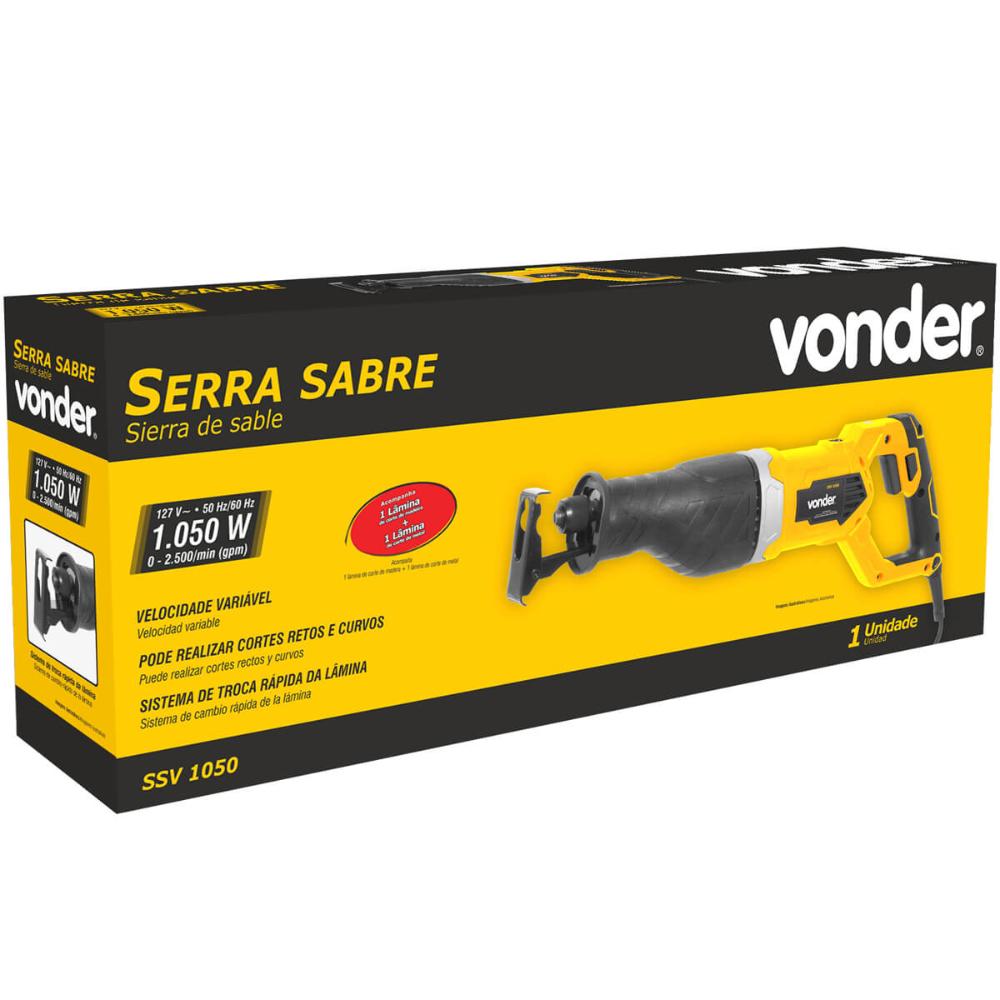 Serra Sabre Elétrica 127V Vonder 28mm 1050W Corte Reto Curvo Madeira Metal Plástico