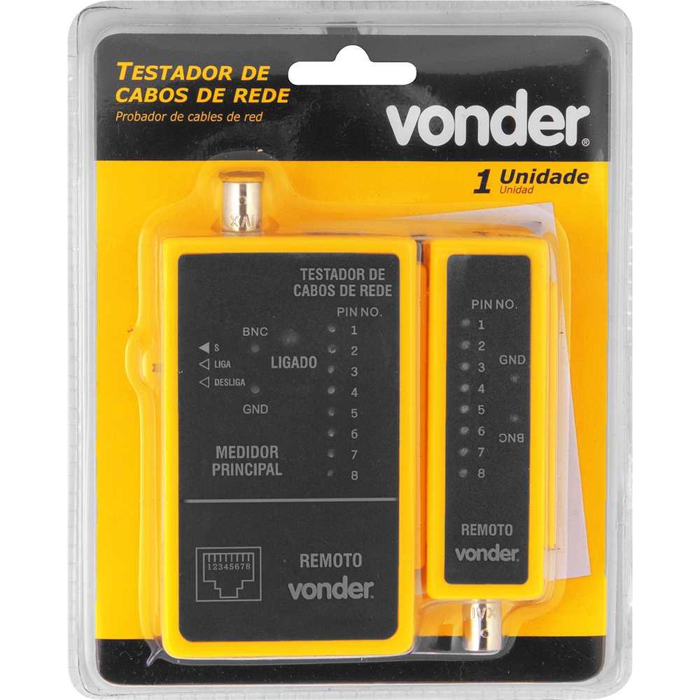 Testador de cabos de rede RJ45 e cabos coaxiais VONDER