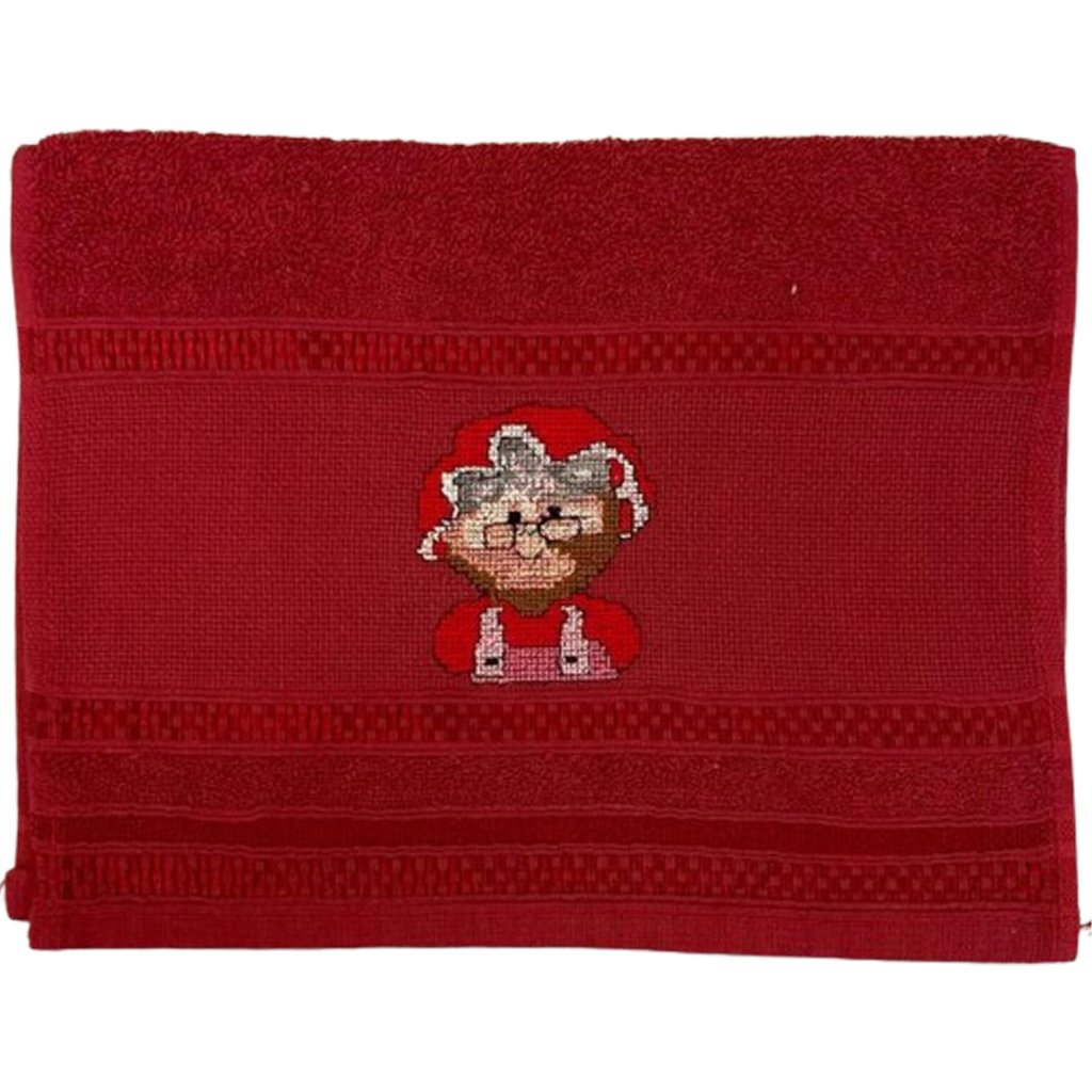Toalha Lavabo Bordada Natal da Vovó Alice 30x45cm Mamãe Noel