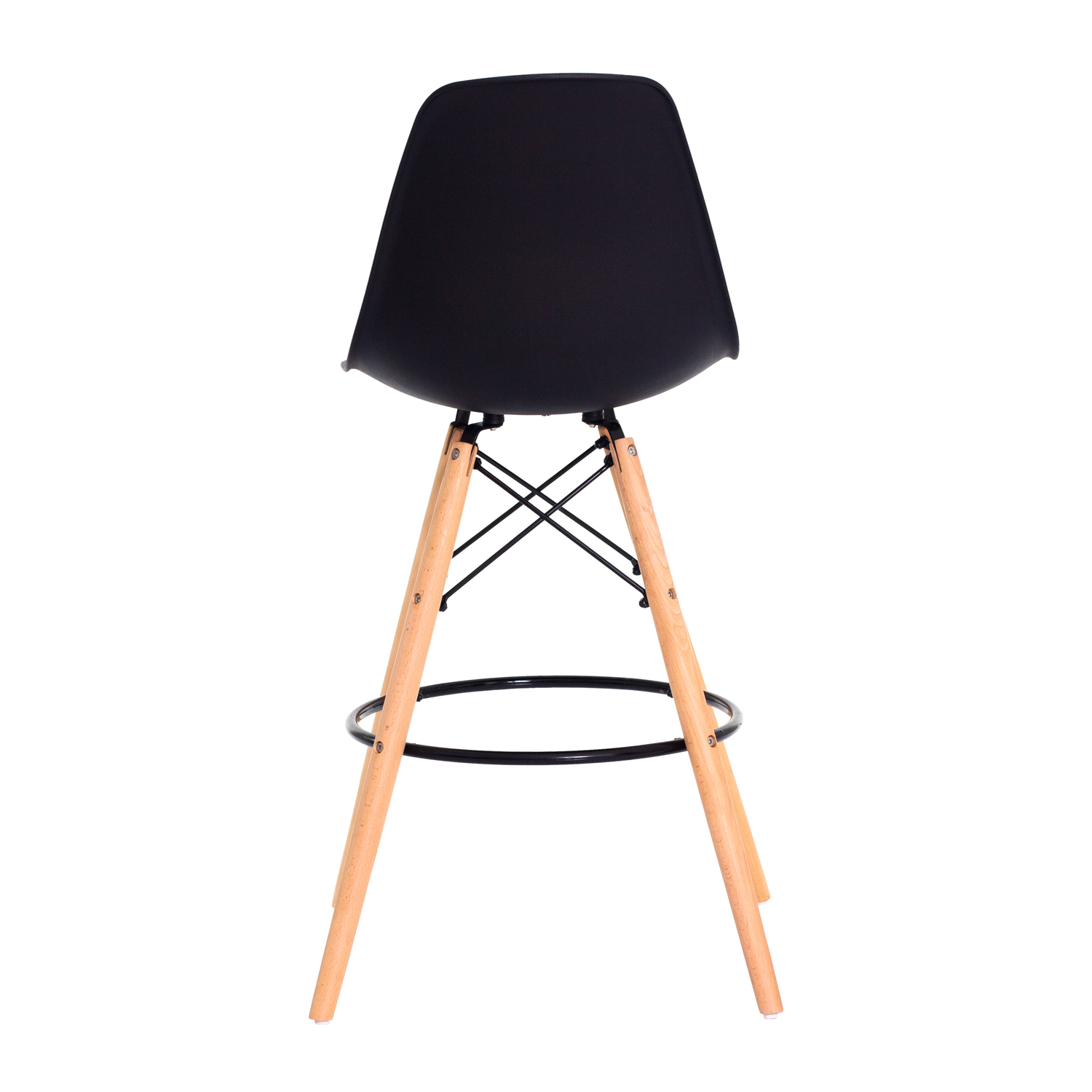 Banqueta Alta Eiffel Eames Preta Base MADEIRA Cozinha Bar Bistrô Bancada
