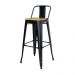 Banqueta Tolix Iron Assento Madeira Preto Industrial Bistrô