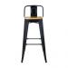 Banqueta Tolix Iron Assento Madeira Preto Industrial Bistrô