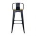 Banqueta Tolix Iron Assento Madeira Preto Industrial Bistrô