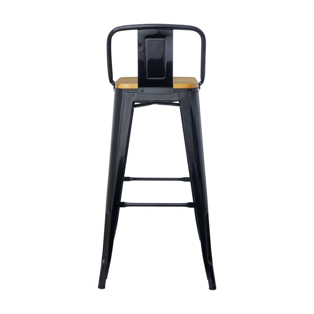 Banqueta Tolix Iron Assento Madeira Preto Industrial Bistrô