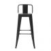 Banqueta Tolix Iron com Encosto Preto Fosco Industrial Aço Cozinha Bar Bistrô Bancada