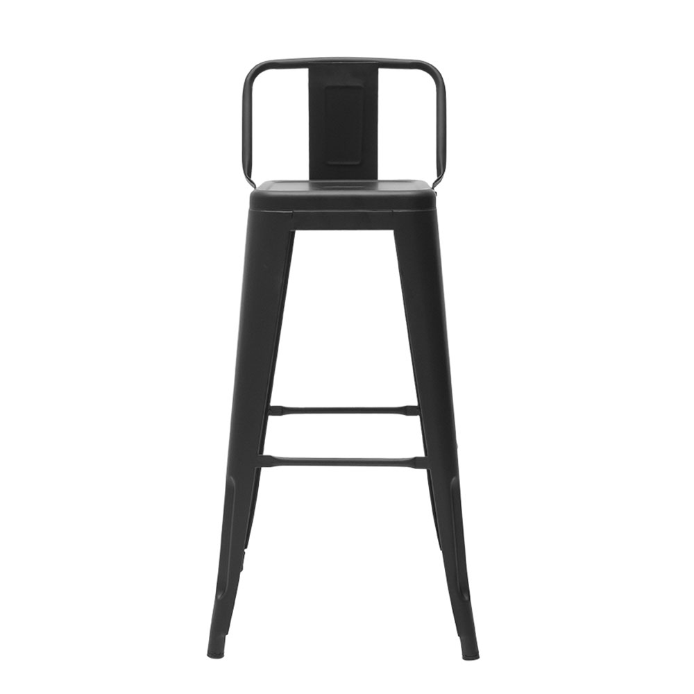 Banqueta Tolix Iron com Encosto Preto Fosco Industrial Aço Cozinha Bar Bistrô Bancada