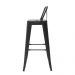 Banqueta Tolix Iron com Encosto Preto Fosco Industrial Aço Cozinha Bar Bistrô Bancada