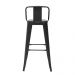 Banqueta Tolix Iron com Encosto Preto Fosco Industrial Aço Cozinha Bar Bistrô Bancada