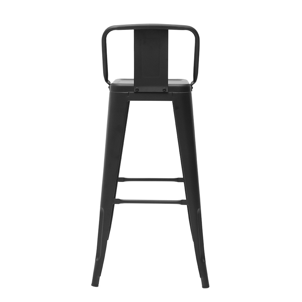 Banqueta Tolix Iron com Encosto Preto Fosco Industrial Aço Cozinha Bar Bistrô Bancada