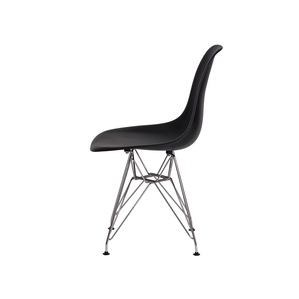 Cadeira Eiffel Eames Preta Base Cromada Sala Cozinha Jantar