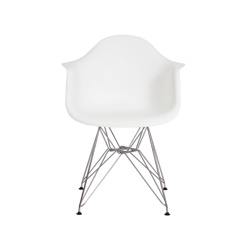 Cadeira Eiffel Eames c/ Braço Base Cromada Branca