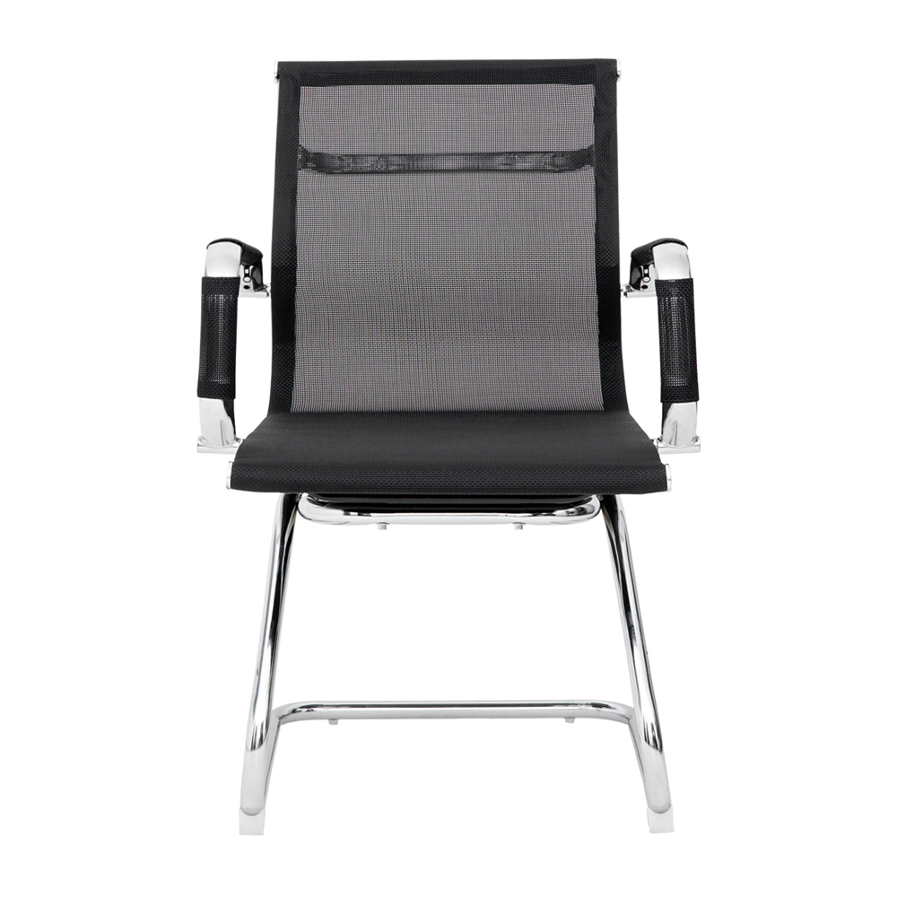 Cadeira Escritório Mesh Fixa Preta Base Cromada - WAW Design