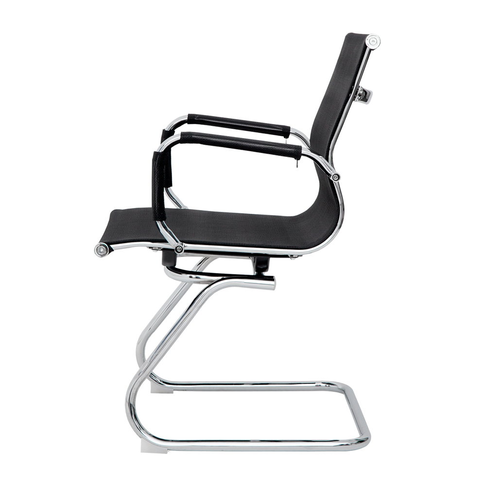 Cadeira Escritório Mesh Fixa Preta Base Cromada - WAW Design