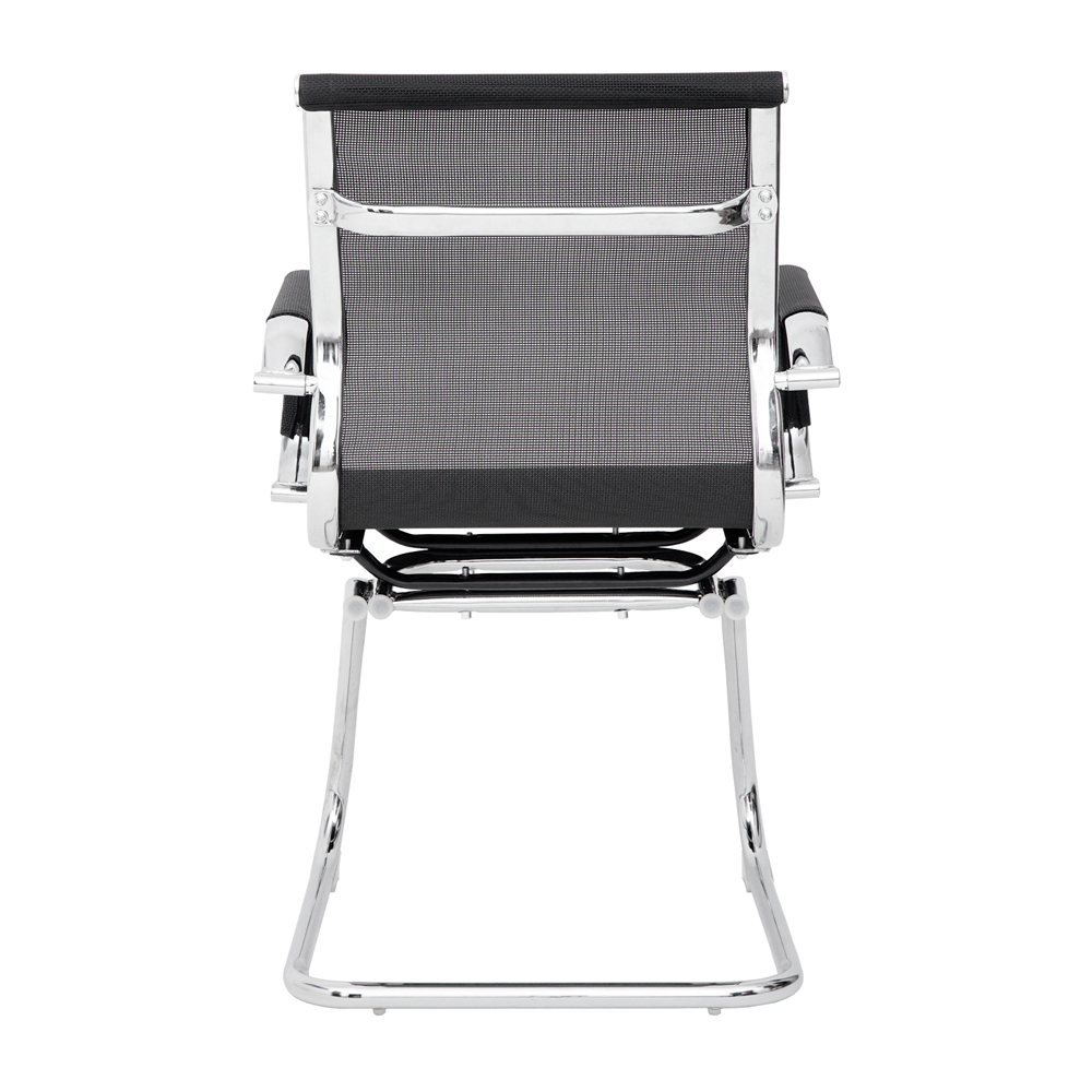 Cadeira Escritório Mesh Fixa Preta Base Cromada - WAW Design