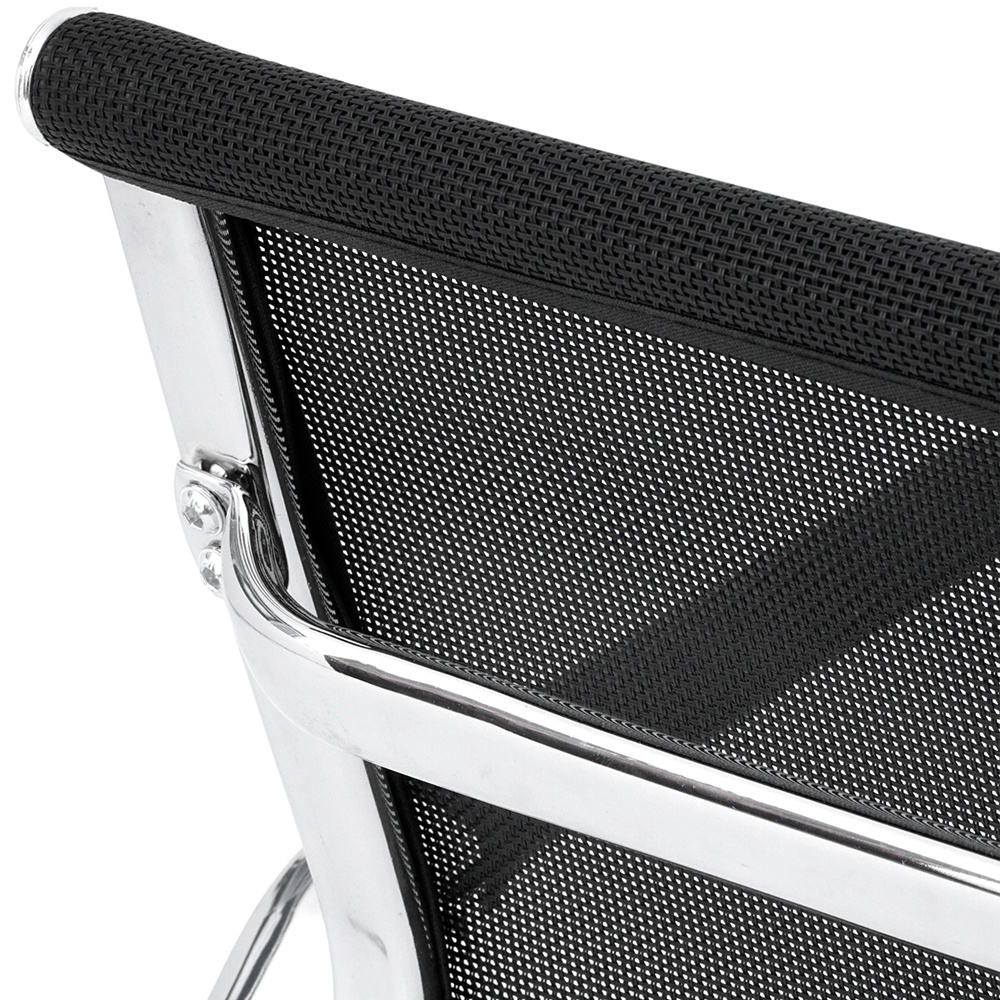 Cadeira Escritório Mesh Fixa Preta Base Cromada - WAW Design