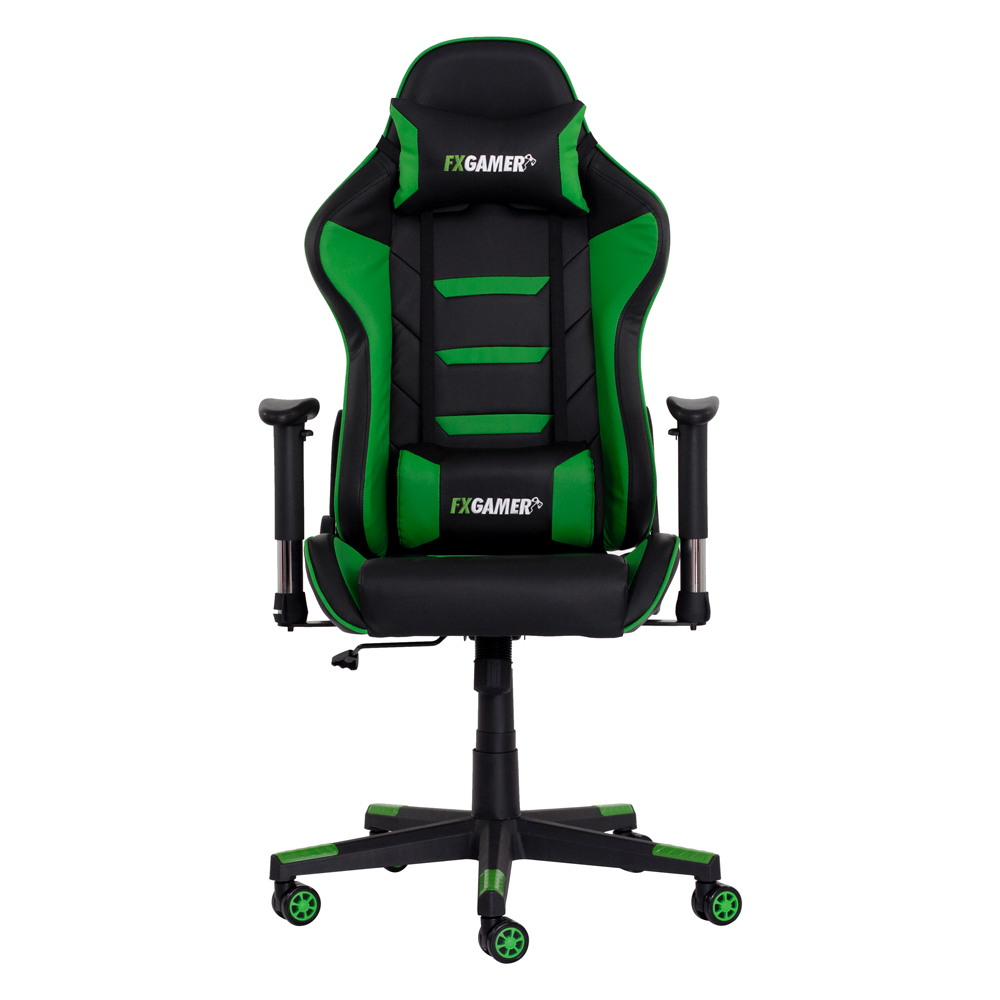 Cadeira Gamer II Reclinável 180º Giratória Preta com Verde Altura Ajustável Função Relax