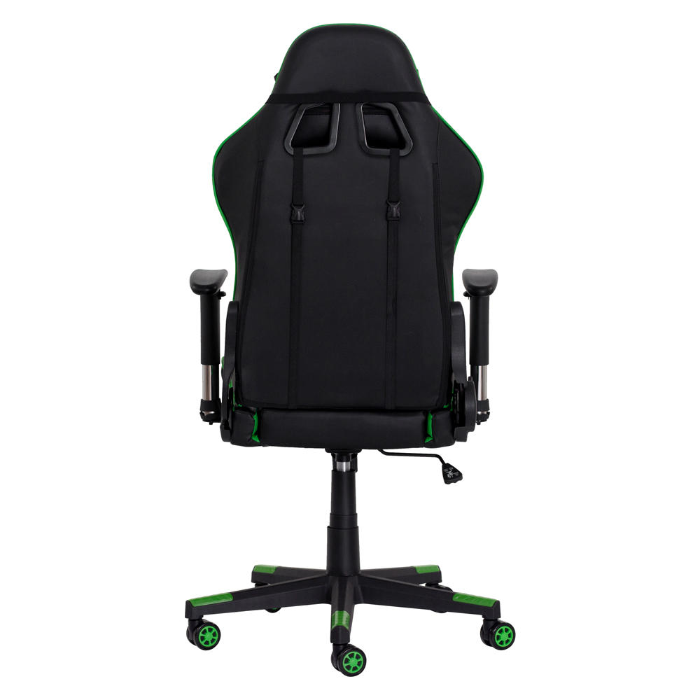 Cadeira Gamer II Reclinável 180º Giratória Preta com Verde Altura Ajustável Função Relax