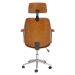 Cadeira de Escritório Office Lisboa PU Marrom Base Giratória Cromada