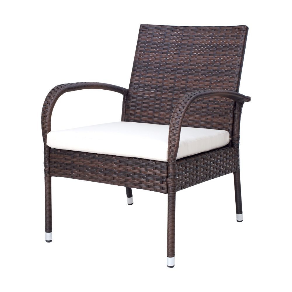 Conjunto Sofá + 2 Poltronas Rattan Assento Estofado + Mesa com Tampo de Vidro Para Área Externa