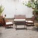 Conjunto Sofá + 2 Poltronas Rattan Assento Estofado + Mesa com Tampo de Vidro Para Área Externa
