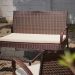 Conjunto Sofá + 2 Poltronas Rattan Assento Estofado + Mesa com Tampo de Vidro Para Área Externa