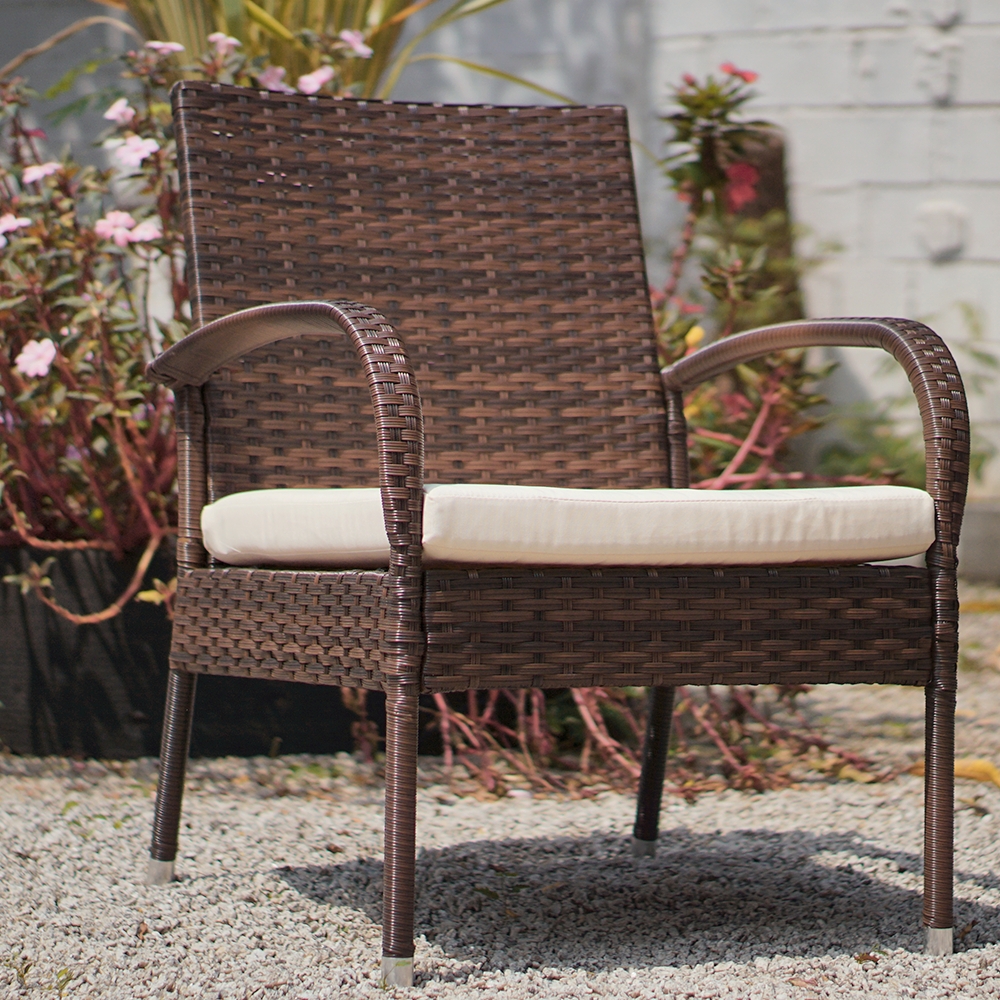 Conjunto Sofá + 2 Poltronas Rattan Assento Estofado + Mesa com Tampo de Vidro Para Área Externa