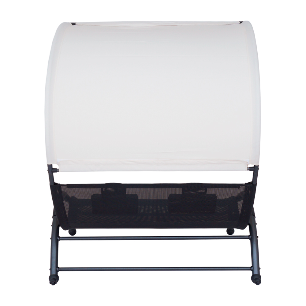 Espreguiçadeira Dupla Preto e Branco Jardim Piscina Praia