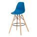 Kit 2 Banquetas Alta Eiffel Eames Azul Base Madeira Cozinha Bar Bistrô Bancada