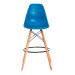 Kit 2 Banquetas Alta Eiffel Eames Azul Base Madeira Cozinha Bar Bistrô Bancada