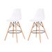 Kit 2 Banquetas Alta Eiffel Eames Branca Base Madeira Cozinha Bar Bistrô Bancada