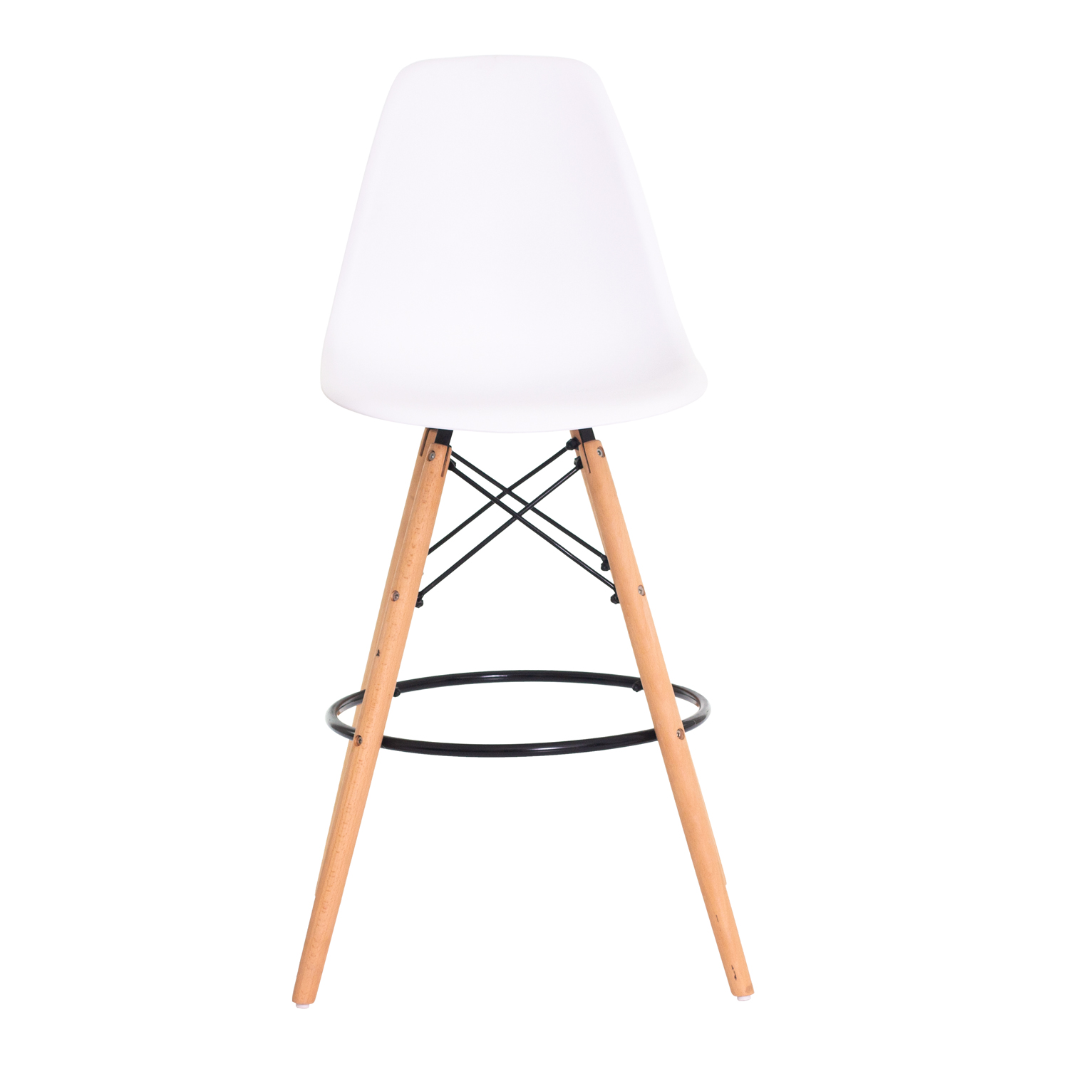 Kit 2 Banquetas Alta Eiffel Eames Branca Base Madeira Cozinha Bar Bistrô Bancada