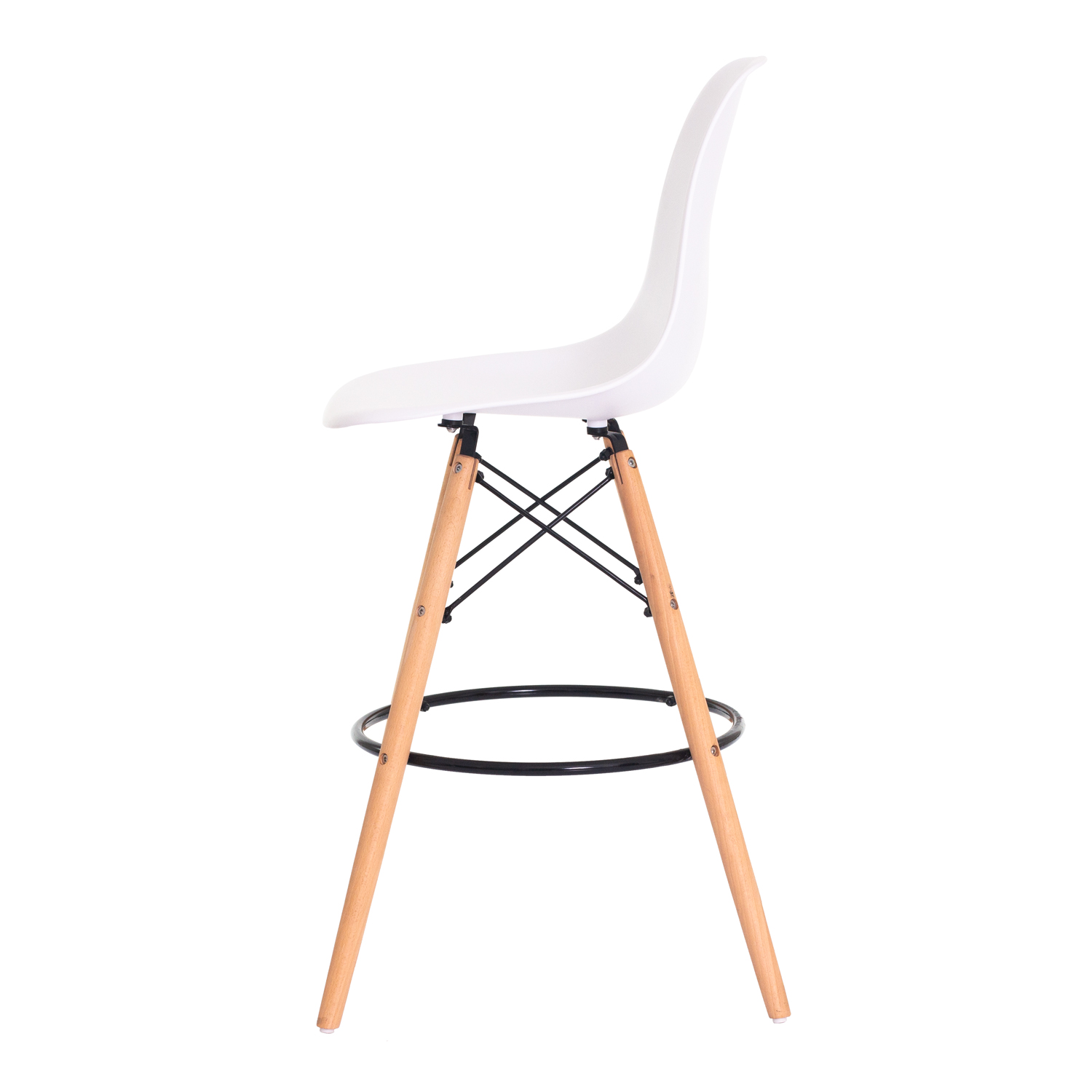 Kit 2 Banquetas Alta Eiffel Eames Branca Base Madeira Cozinha Bar Bistrô Bancada