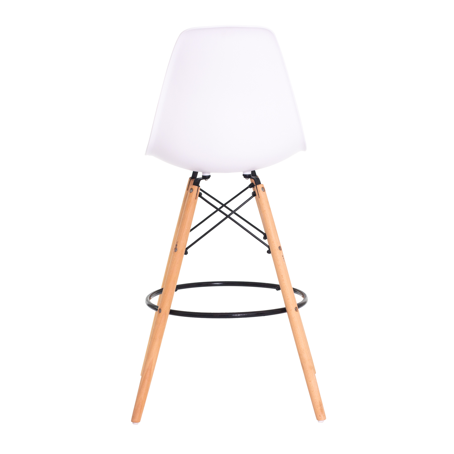 Kit 2 Banquetas Alta Eiffel Eames Branca Base Madeira Cozinha Bar Bistrô Bancada