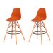 Kit 2 Banquetas Alta Eiffel Eames Laranja Base Madeira Cozinha Bar Bistrô Bancada