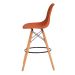 Kit 2 Banquetas Alta Eiffel Eames Laranja Base Madeira Cozinha Bar Bistrô Bancada