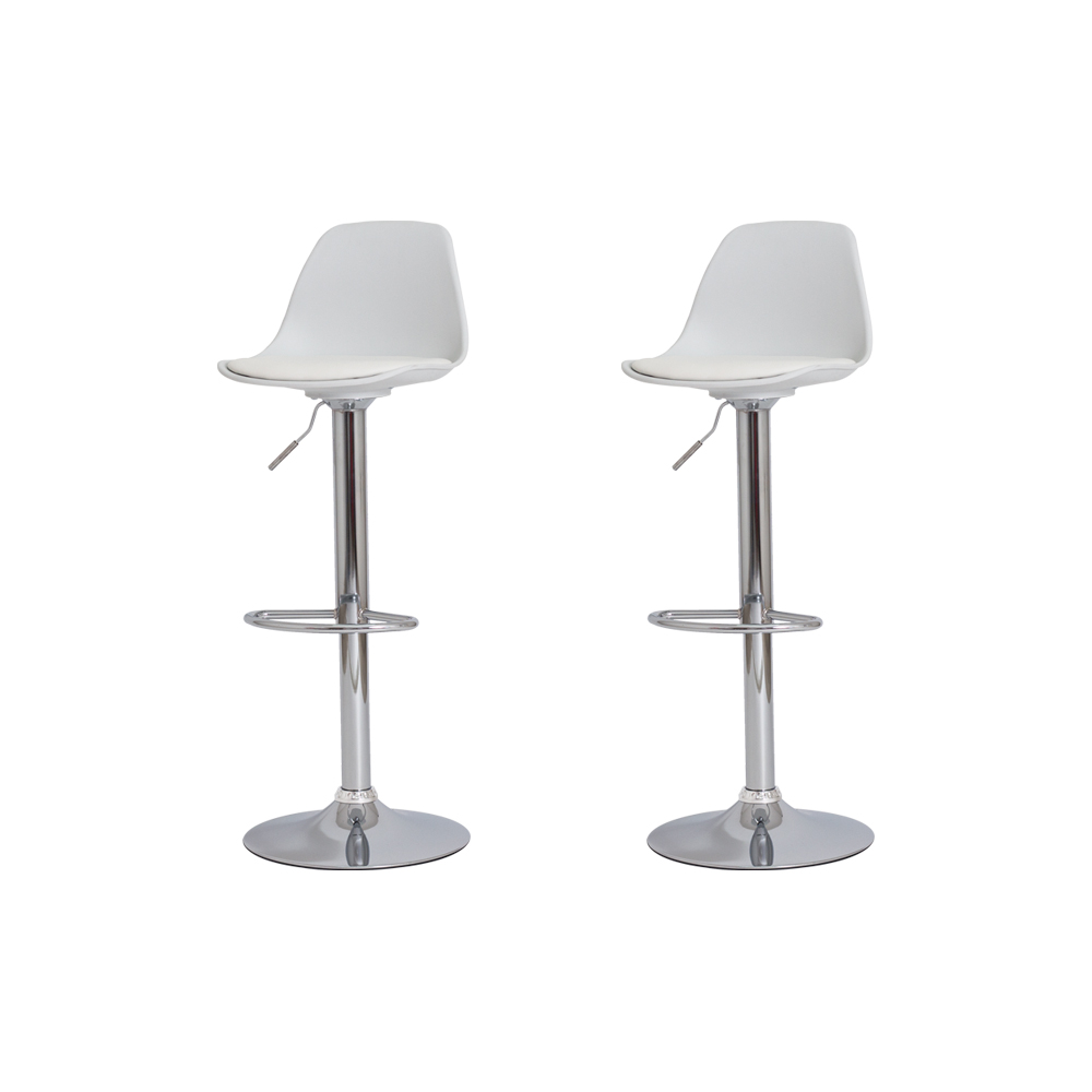 Kit 2 Banquetas Saarinen Branca Base Giratória Cromada Altura Regulável Cozinha Bar Bancada