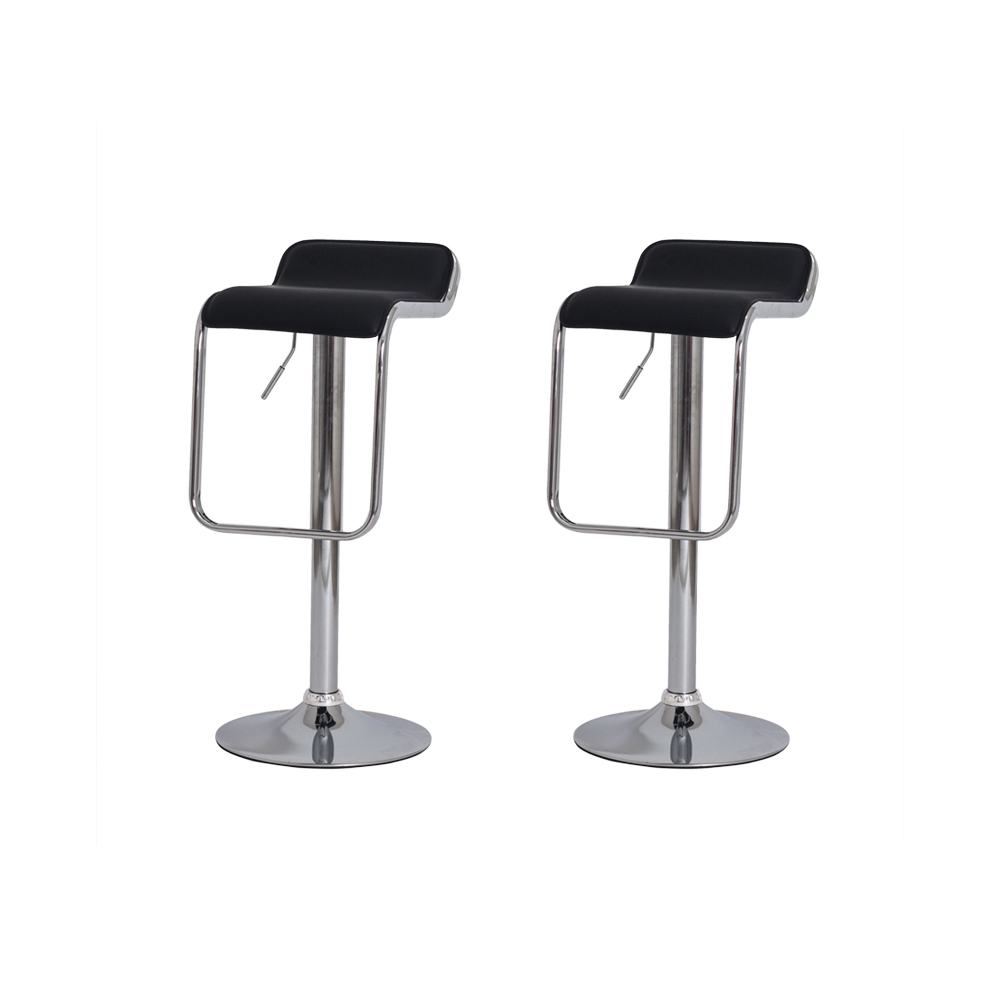 Kit 2 Banquetas Style Preta Base Giratória Cromada Altura Regulável Cozinha Bar Bancada