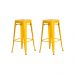 Kit 2 Banquetas Tolix Iron Design Industrial Amarela 76 cm Aço Cozinha Bar Bistrô Bancada
