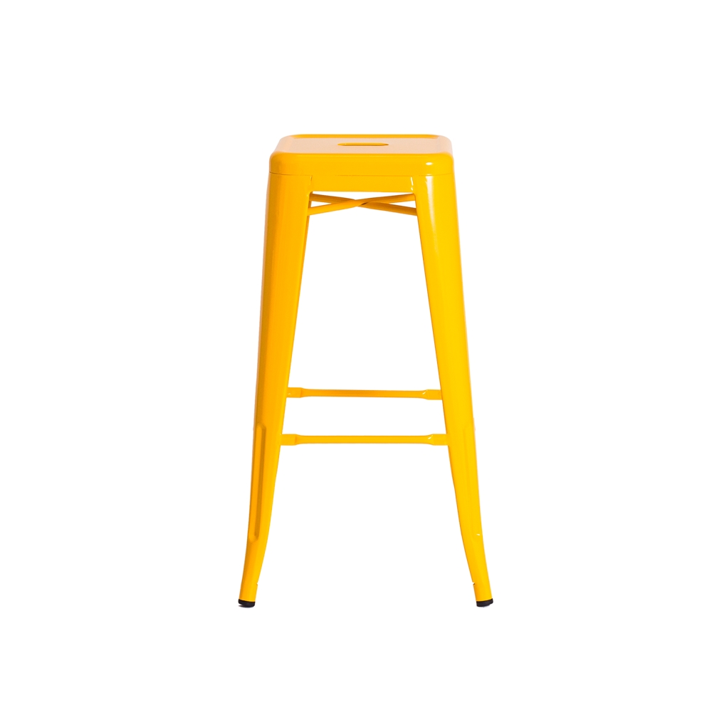Kit 2 Banquetas Tolix Iron Design Industrial Amarela 76 cm Aço Cozinha Bar Bistrô Bancada