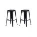 Kit 2 Banquetas Tolix Iron Design Industrial Preta 76 cm Aço Cozinha Bar Bistrô Bancada