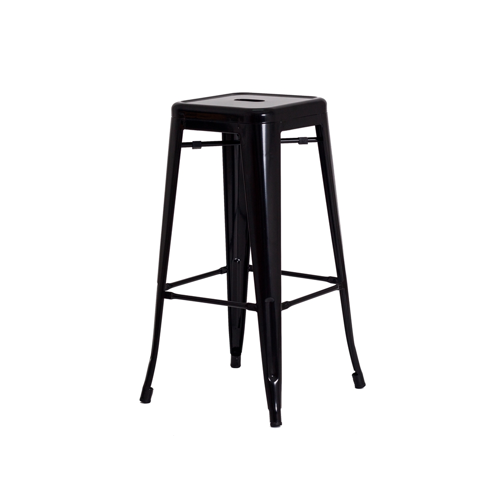 Kit 2 Banquetas Tolix Iron Design Industrial Preta 76 cm Aço Cozinha Bar Bistrô Bancada