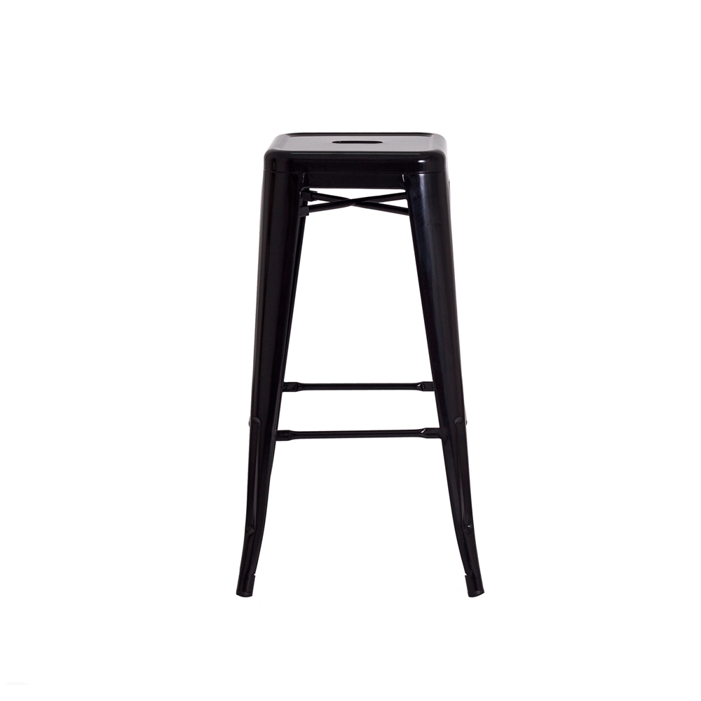 Kit 2 Banquetas Tolix Iron Design Industrial Preta 76 cm Aço Cozinha Bar Bistrô Bancada