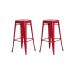 Kit 2 Banquetas Tolix Iron Design Industrial Vermelha 76 cm Aço Cozinha Bar Bistrô Bancada