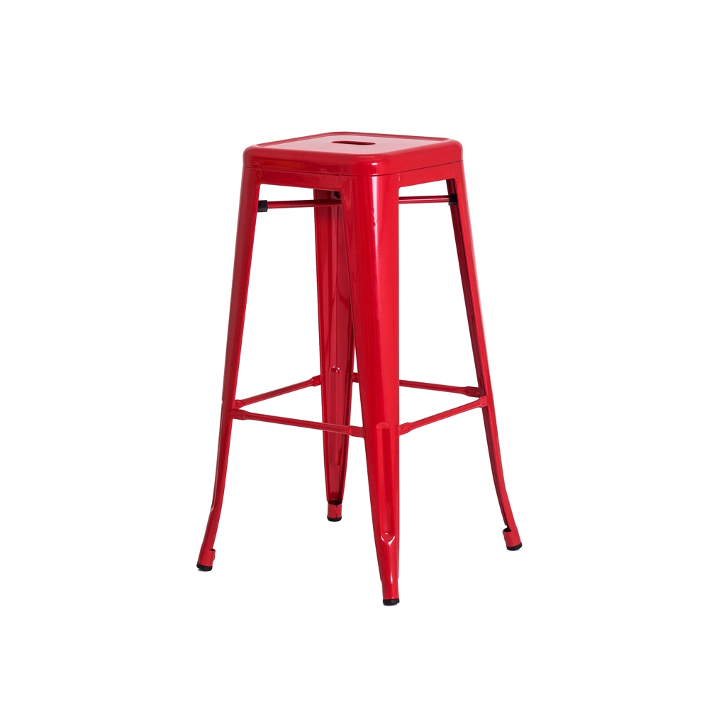 Kit 2 Banquetas Tolix Iron Design Industrial Vermelha 76 cm Aço Cozinha Bar Bistrô Bancada
