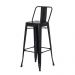 Kit 2 Banquetas Tolix Iron com Encosto Preto Brilhante Industrial Aço Cozinha Bar Bistrô Bancada