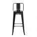 Kit 2 Banquetas Tolix Iron com Encosto Preto Brilhante Industrial Aço Cozinha Bar Bistrô Bancada