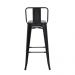 Kit 2 Banquetas Tolix Iron com Encosto Preto Brilhante Industrial Aço Cozinha Bar Bistrô Bancada