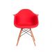 Kit 2 Cadeiras Eiffel Eames DAW c/Braço Vermelha Base Madeira Sala Cozinha Jantar