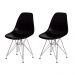 Kit 2 Cadeiras Eiffel Eames Preta Base Cromada Sala Cozinha Jantar